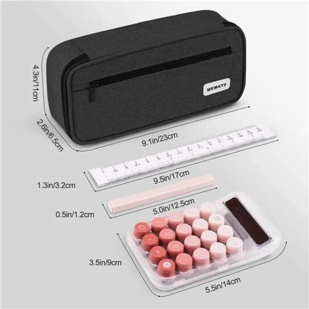 New Large Capacity School Pencil Case , Pen‎ Pouch & Stationery Organizer, Black